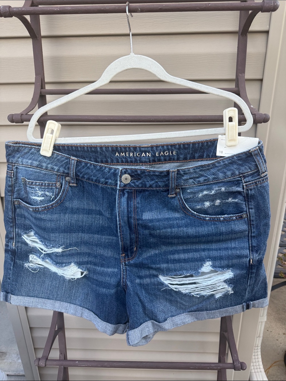 American Eagle Outfitters Women's Tomgirl MIDI Distressed Denim Shorts